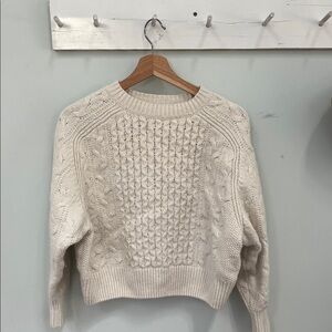 Universal Thread Slightly Cropped Cream Cable Knit Sweater